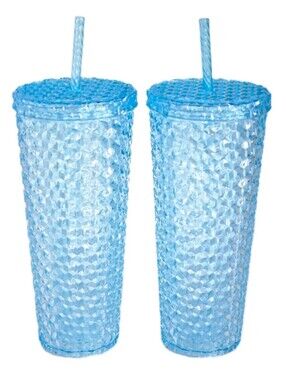 Two Beautiful Summer Aqua/Blue Tumblers each 26oz (Set of 2)